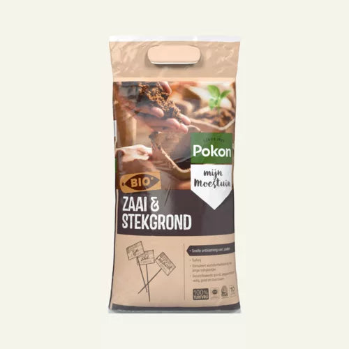 Pokon BIO zaai- en stekgrondzak voorzijde met BIO-label en 10 l
