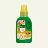 Orchideevoeding-fles met vooretiket en duimgreep, gele dop en groene verpakking
