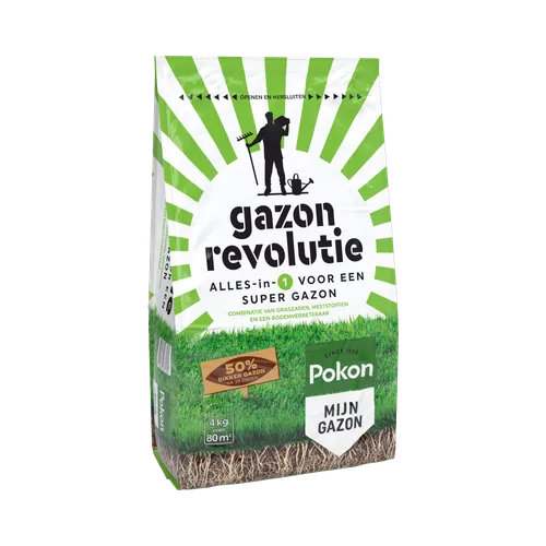 Gazonmestzak Pokon gazon revolutie, 4 kg, groen-witte voorzijde 'mijn gazon'