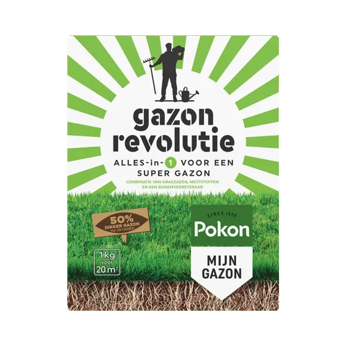Pokon Gazon Revolutie mestzak (1 kg) voor gazon, verpakt in kartonnen doos