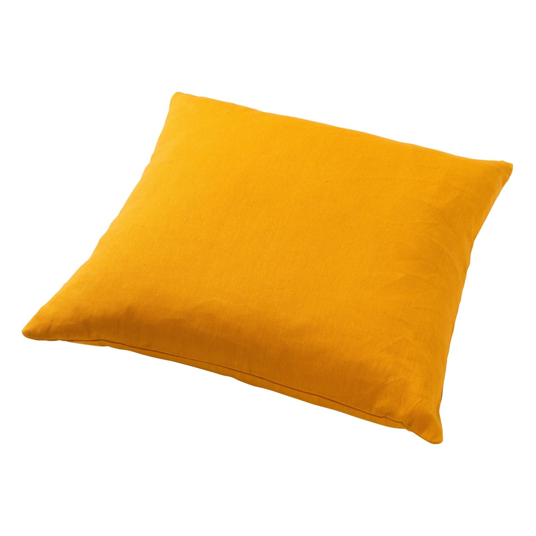 Sierkussen 45x45 cm goudgeel, effen met zichtbare naden