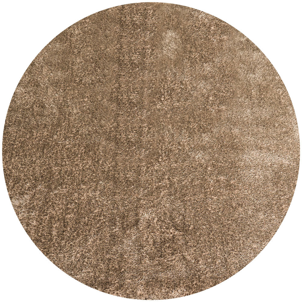 Rond vloerkleed met beige en bruin melange pooltextuur