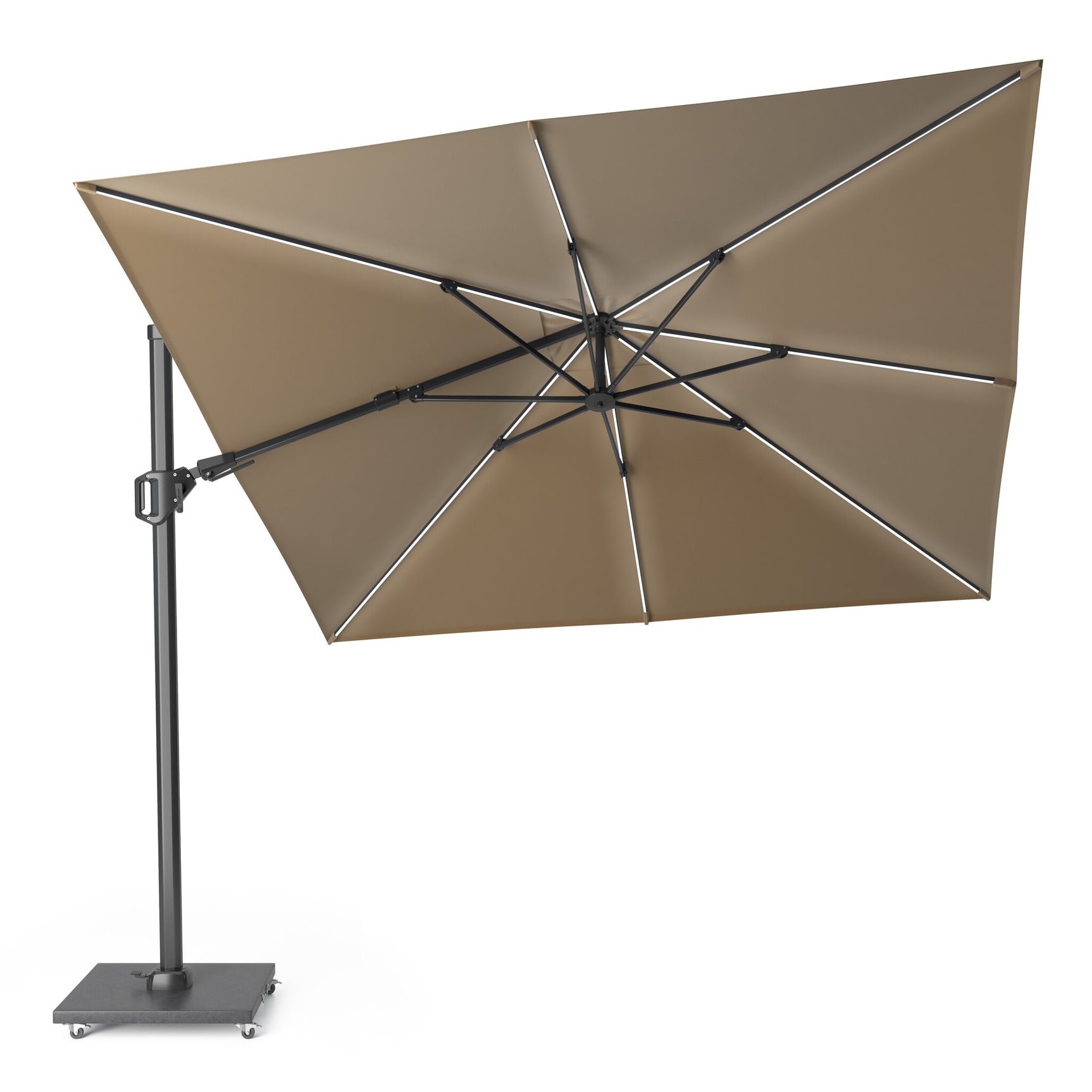 Platinum zweefparasol Challenger T² Glow 300x300 - Taupe