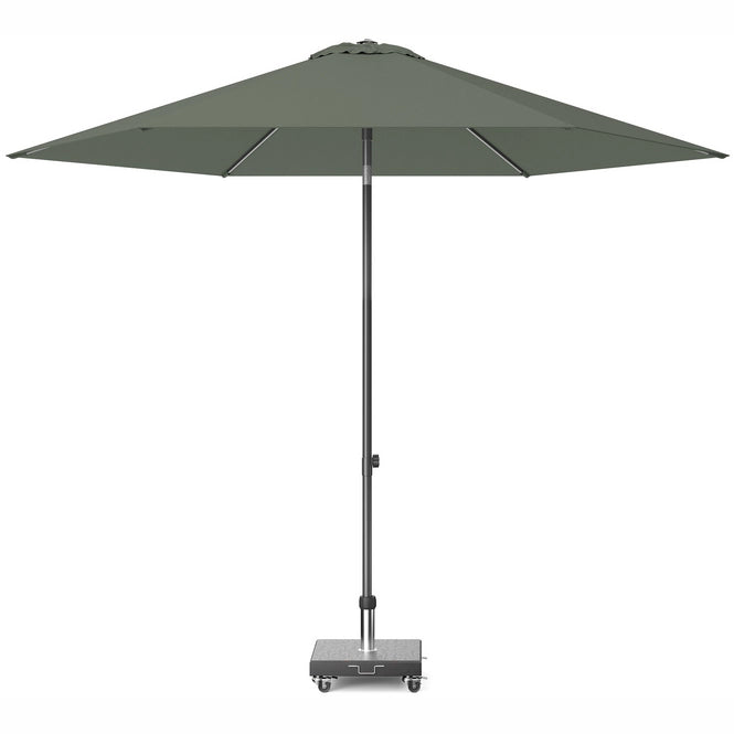 Olijfkleurige parasol Lisboa Ø300 met open doek en centrale paal