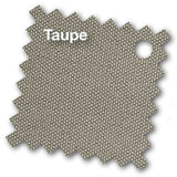 Stoffen staal in taupe met grof geweven structuur en kartelrand