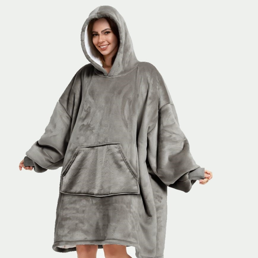Grijze hoodiejas met capuchon, lange mouwen en kangoeroezak