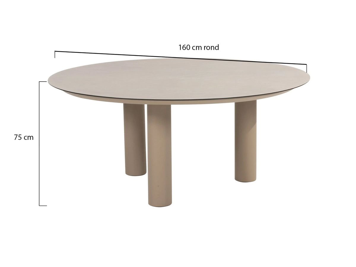 Taste 4SO - Donato dining tuintafel 160xH75 cm met 3 poten keramiek latte