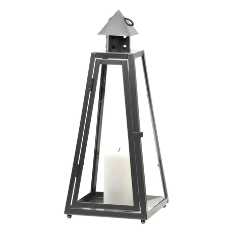 Piramide lantaarn S met kaars in open metalen frame